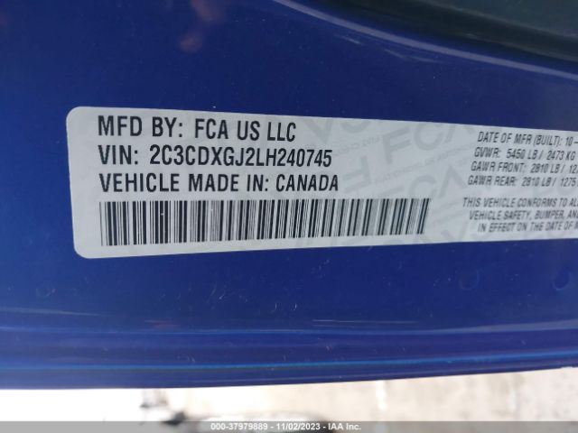 2C3CDXGJ2LH240745 Dodge Charger Scat Pack Rwd