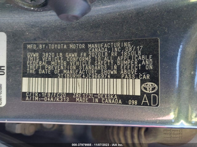 Toyota COROLLA SE 2018 2T1BURHE4JC966974 Image 9