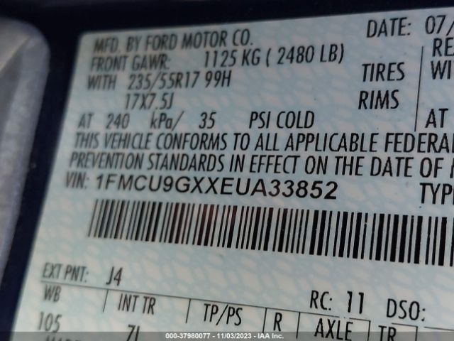 1FMCU9GXXEUA33852 Ford ESCAPE SE