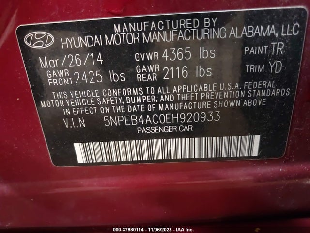 Hyundai SONATA GLS 2014 5NPEB4AC0EH920933 Image 9
