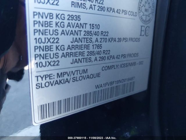 WA1FVBF19ND016487 Audi Q8 Prestige 55 Tfsi Quattro Tiptronic