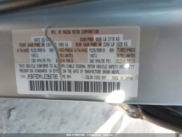 2018 MAZDA CX-5 GRAND TOURING VIN: JM3KFBDMXJ0356786