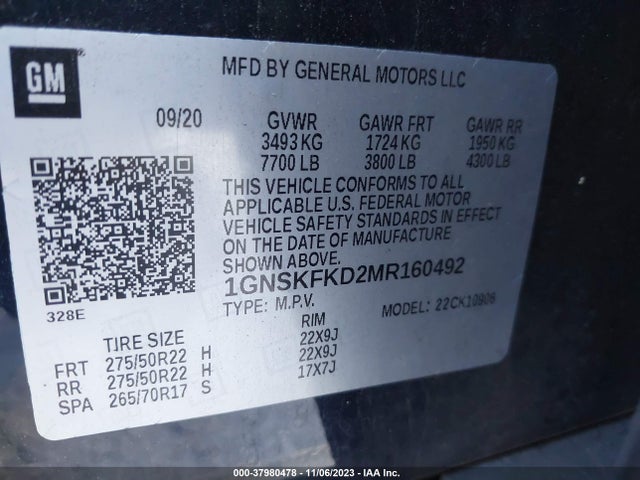 Chevrolet Suburban 4wd Premier 2021 1GNSKFKD2MR160492 Image 9