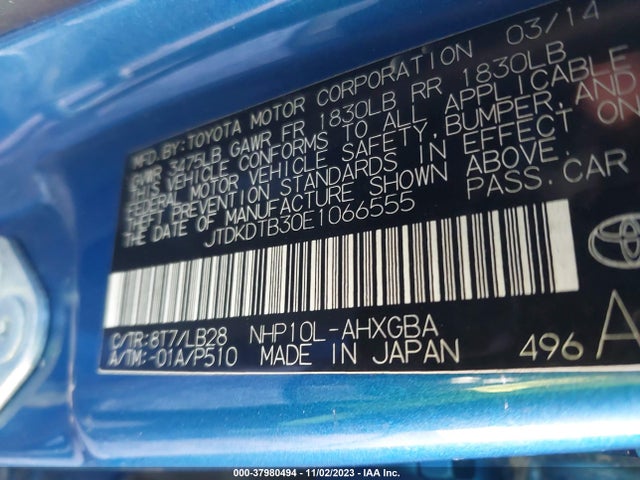 Toyota Prius C One/three/two/four 2014 JTDKDTB30E1066555 Image 9