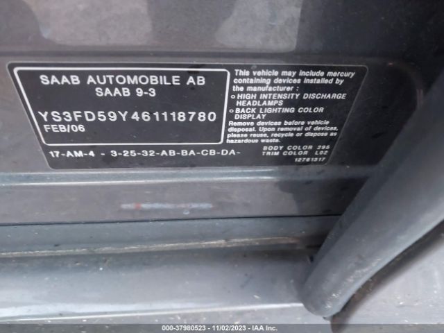 2006 SAAB 9-3 YS3FD59Y461118780 Photo 8