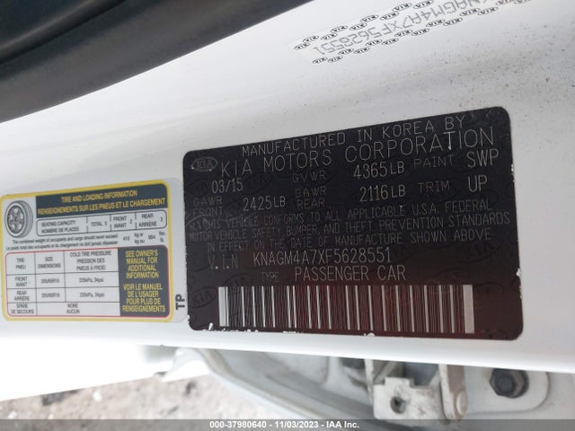KIA Optima Lx 2015 KNAGM4A7XF5628551 Image 9