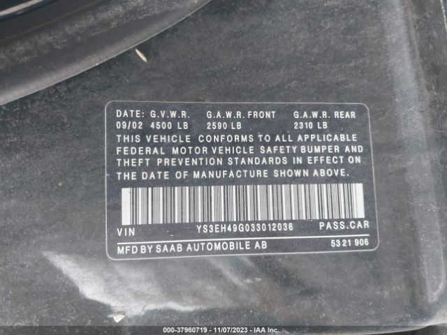 2003 SAAB 9-5 YS3EH49G033012036 Photo 8