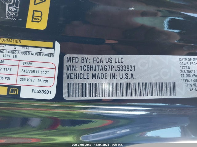 2023 JEEP GLADIATOR SPORT S 4X4 VIN: 1C6HJTAG7PL533931