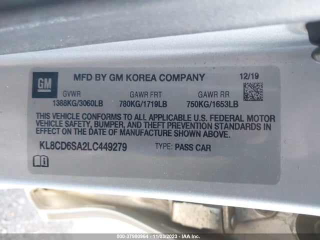 Chevrolet Spark Fwd 1lt Automatic 2020 KL8CD6SA2LC449279 Image 9