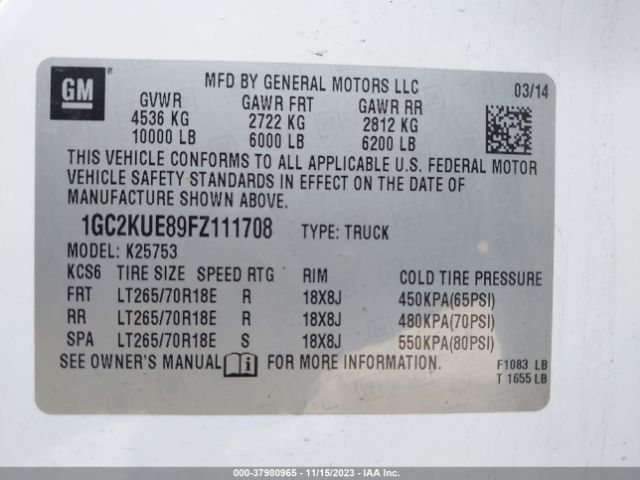 1GC2KUE89FZ111708 Chevrolet Silverado 2500hd Wt