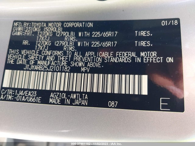 JTJYARBZ5J2101182 Lexus NX 300