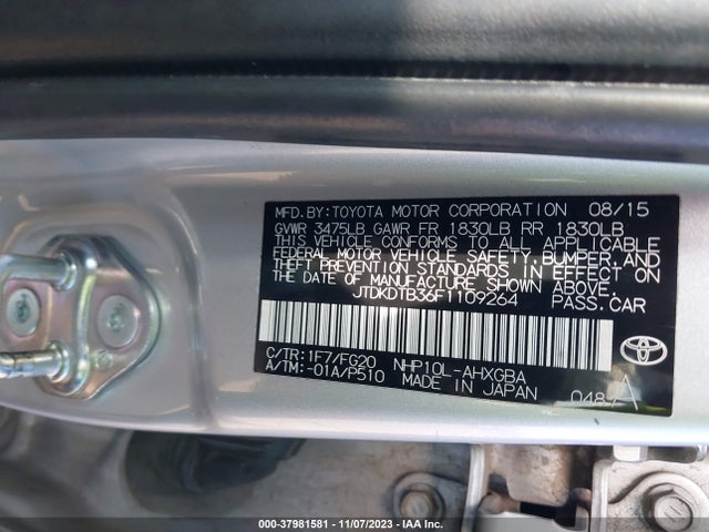 Toyota Prius C Three 2015 JTDKDTB36F1109264 Image 9
