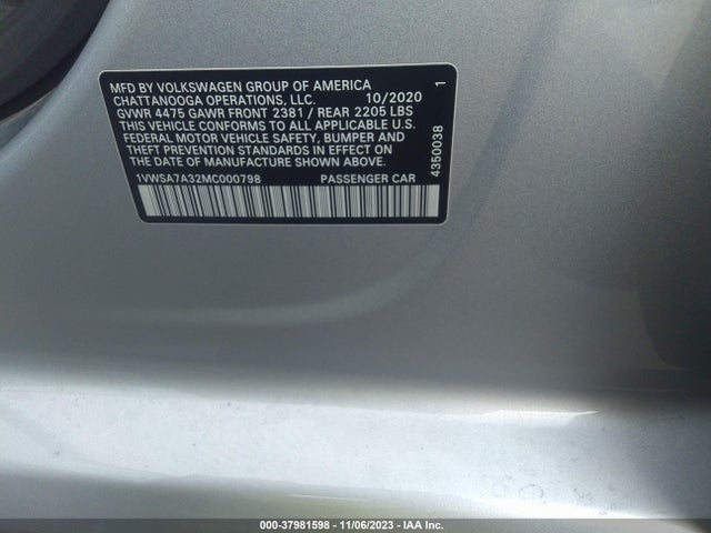 1VWSA7A32MC000798 Volkswagen Passat 2.0t Se
