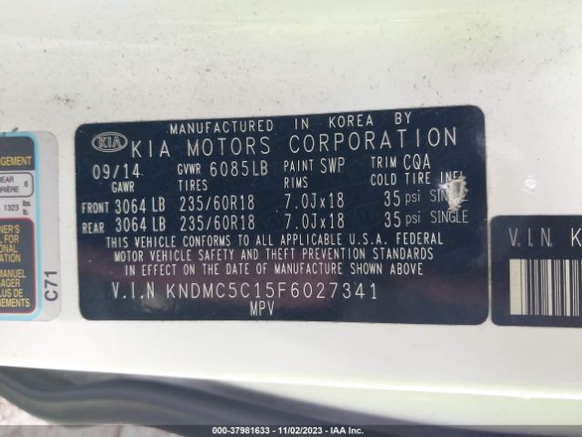KNDMC5C15F6027341 KIA SEDONA EX