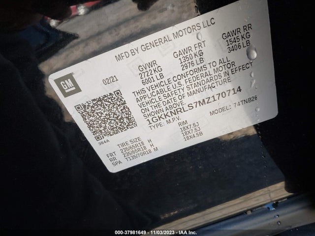 GMC Acadia Awd Sle 2021 1GKKNRLS7MZ170714 Image 9