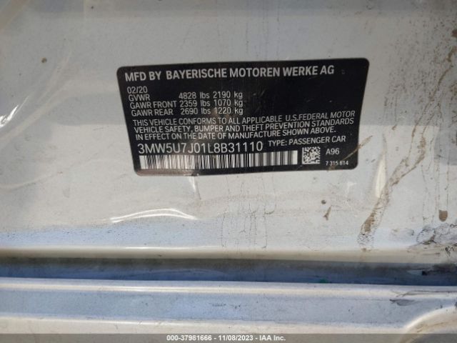 3MW5U7J01L8B31110 BMW 3 Series M340i
