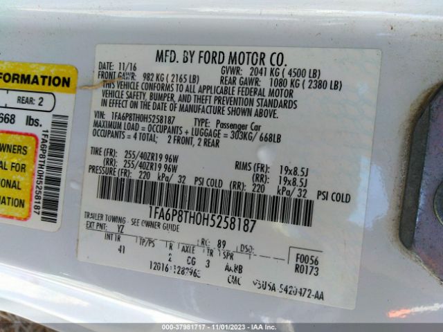 1FA6P8TH0H5258187 Ford Mustang Ecoboost