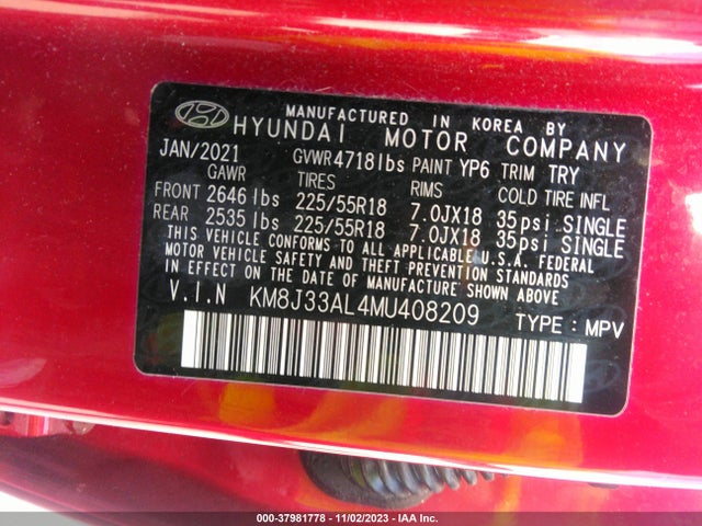 Hyundai Tucson Ultimate 2021 KM8J33AL4MU408209 Image 9