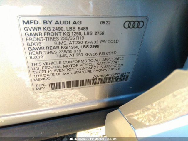 2023 AUDI Q5 SPORTBACK WA15AAFY2P2015419 Photo 8