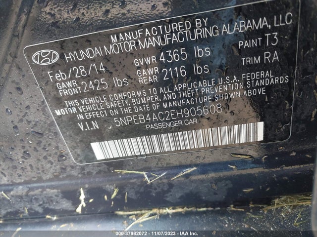 Hyundai SONATA GLS 2014 5NPEB4AC2EH905608 Image 9