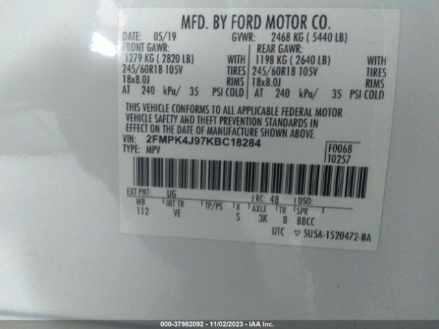 2019 FORD EDGE 2FMPK4J97KBC18284 Photo 8