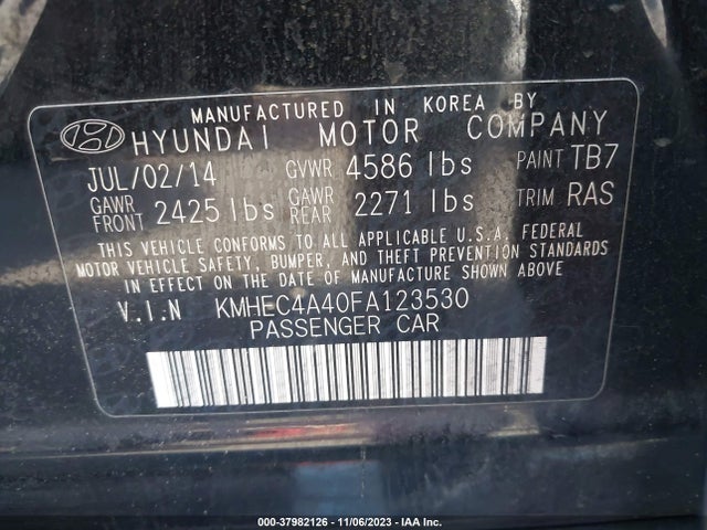 2015 HYUNDAI SONATA HYBRID VIN: KMHEC4A40FA123530