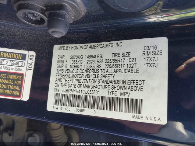 Honda CR-V SE 2016 5J6RM4H41GL055831 Image 9