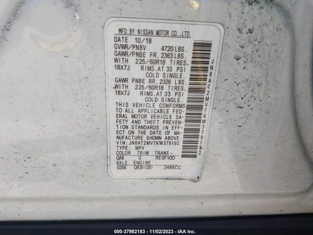Nissan ROGUE SV 2019 JN8AT2MV7KW379192 Image 9