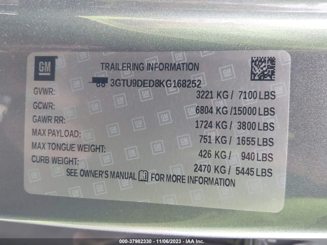 GMC Sierra 1500 Slt 2019 3GTU9DED8KG168252 Image 9
