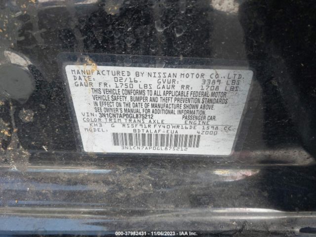 3N1CN7AP0GL875212 Nissan Versa 1.6 S