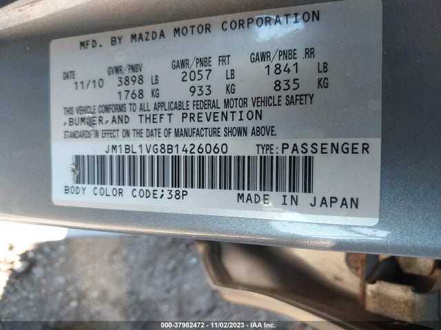 2011 MAZDA MAZDA3 I TOURING VIN: JM1BL1VG8B1426060