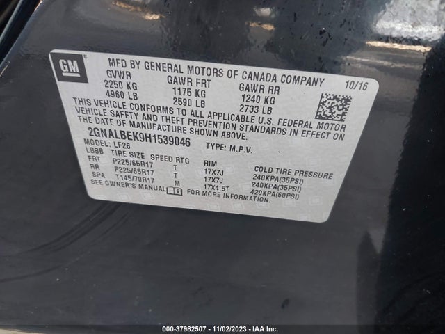 Chevrolet EQUINOX LS 2017 2GNALBEK9H1539046 Image 9