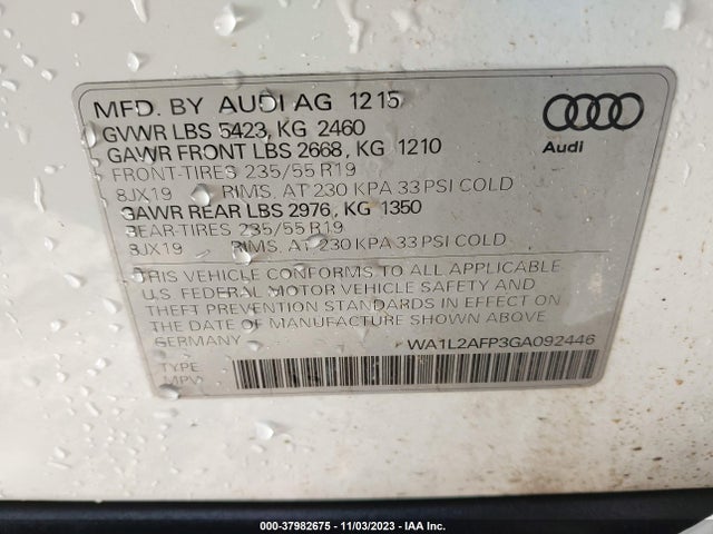 Audi Q5 2.0t Premium 2016 WA1L2AFP3GA092446 Image 9