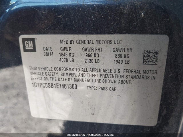 Chevrolet Cruze 1lt 2014 1G1PC5SB1E7461300 Image 9