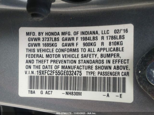 19XFC2F55GE032475 Honda Civic Sedan Lx