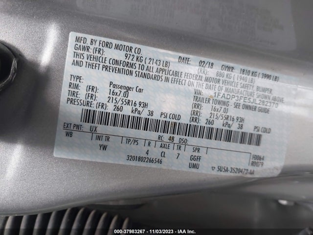 Ford FOCUS SE 2018 1FADP3FE5JL282370 Image 9
