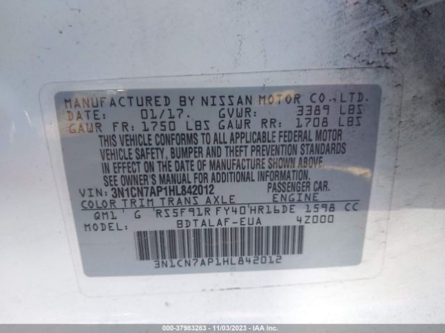 3N1CN7AP1HL842012 Nissan Versa Sedan S