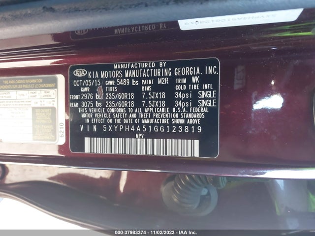 KIA Sorento 3.3l Ex 2016 5XYPH4A51GG123819 Image 9