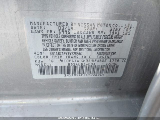 3N1AB7APXEY228364 Nissan SENTRA SV