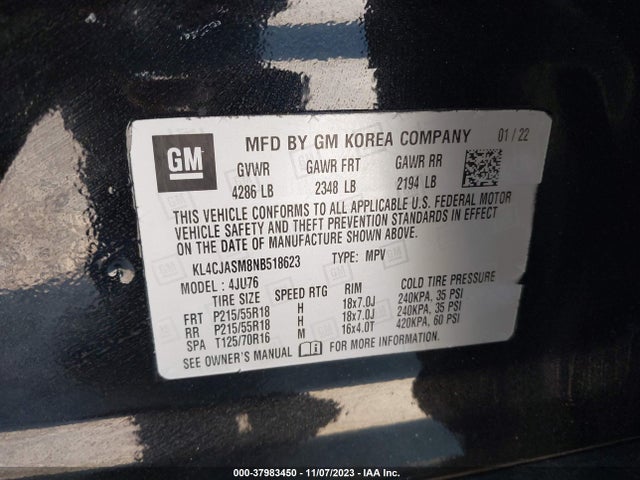 KL4CJASM8NB518623 Buick Encore Fwd Preferred