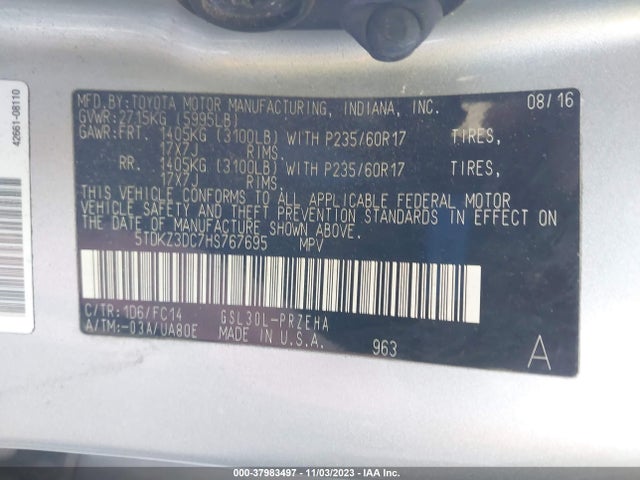 Toyota Sienna Le 8 Passenger 2017 5TDKZ3DC7HS767695 Image 9