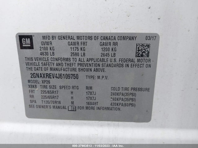 Chevrolet EQUINOX LS 2018 2GNAXREV4J6109750 Image 9