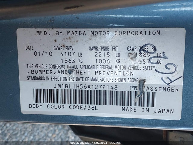 2010 MAZDA MAZDA3 S GRAND TOURING VIN: JM1BL1H56A1272148