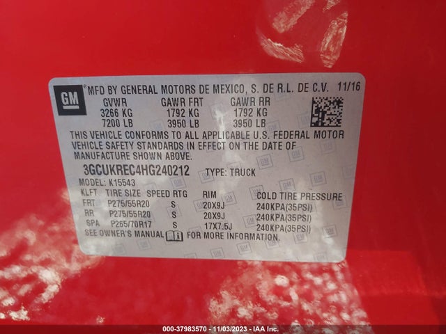 Chevrolet Silverado 1500 2lt 2017 3GCUKREC4HG240212 Image 9