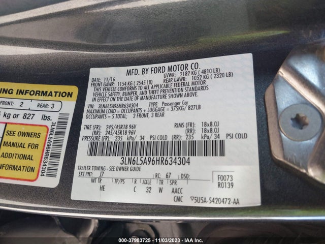 Lincoln Mkz Premiere 2017 3LN6L5A96HR634304 Image 9
