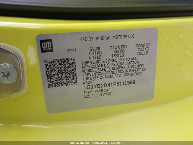 Chevrolet Corvette Stingray Rwd 2lt 2023 1G1YB2D41P5111569 Image 9