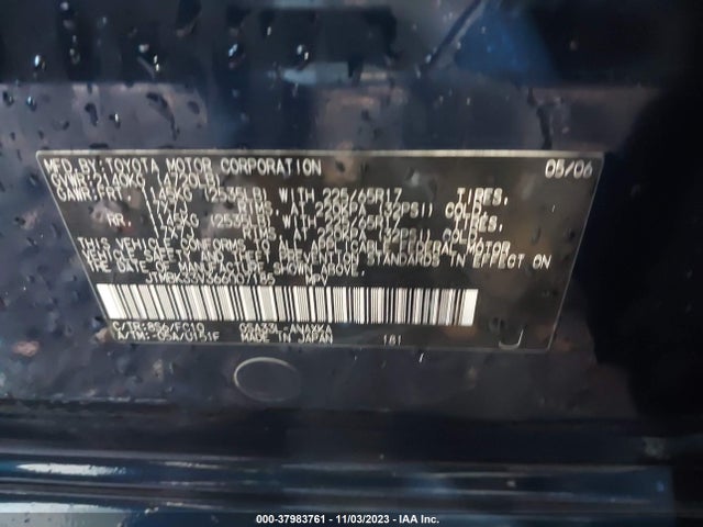 2006 TOYOTA RAV4 BASE V6 VIN: JTMBK33V366007185