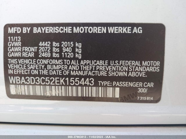 BMW 328D 2014 WBA3D3C52EK155443 Image 9