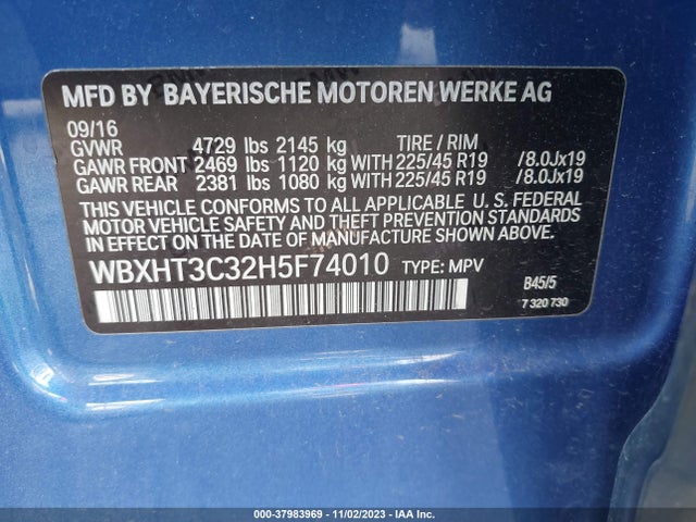 2017 BMW X1 XDRIVE28I VIN: WBXHT3C32H5F74010