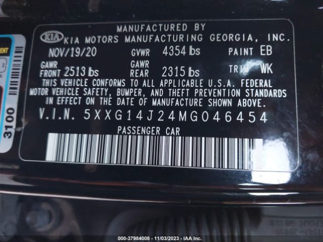 5XXG14J24MG046454 KIA K5 LXS
